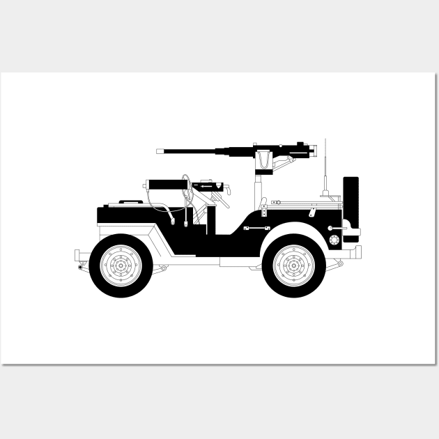 The Willys Black Outline Wall Art by kindacoolbutnotreally